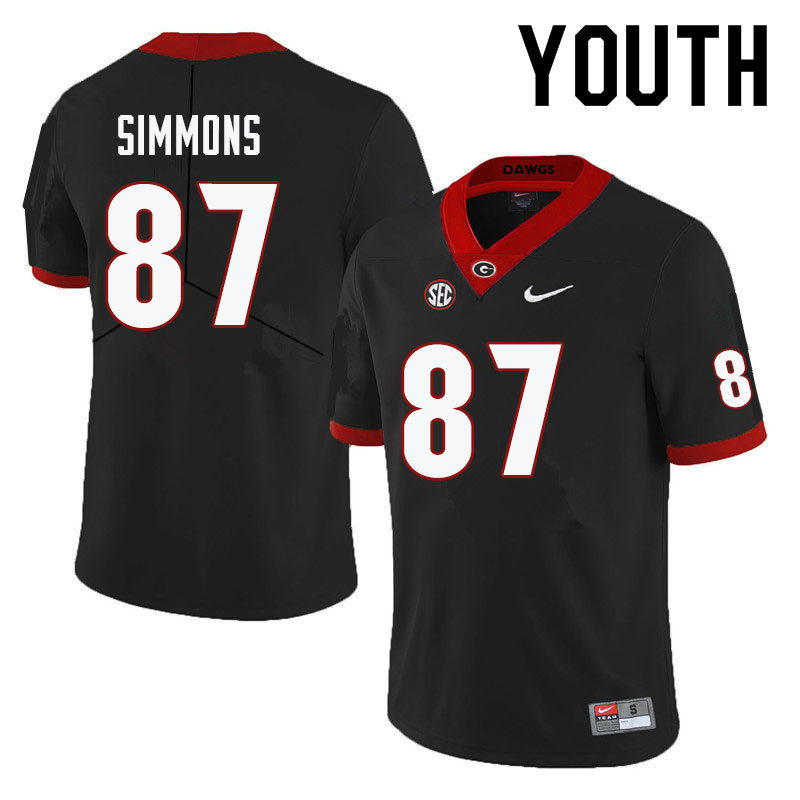 Youth #87 Tyler Simmons Georgia Bulldogs College Football Jerseys-Black